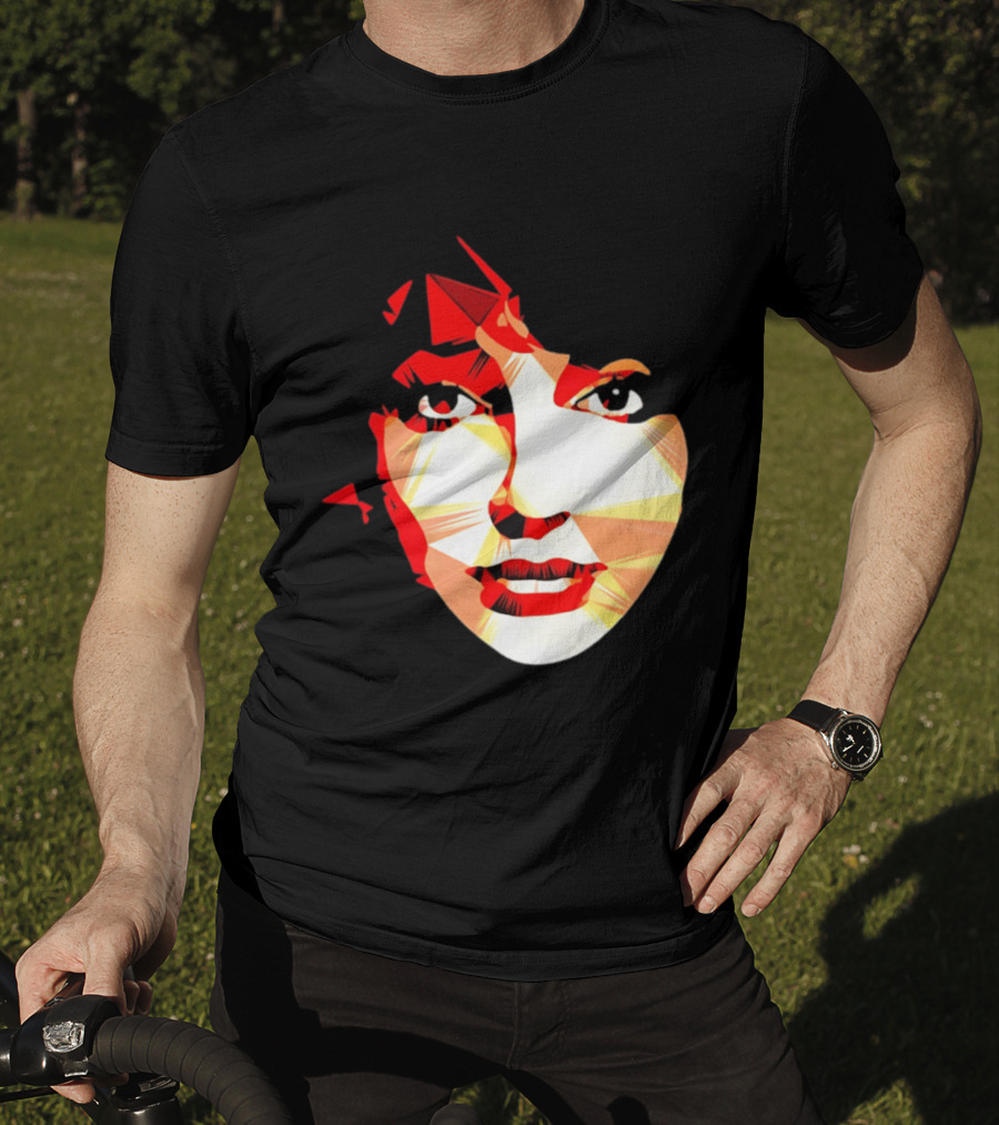 Kate Bush Geometric Pop Singer Red Orange Faceted T-Shirt