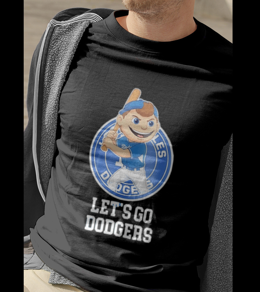 Los Angeles Dodgers Let's Go Dodgers Cartoon Character Baseball Bat T-Shirt