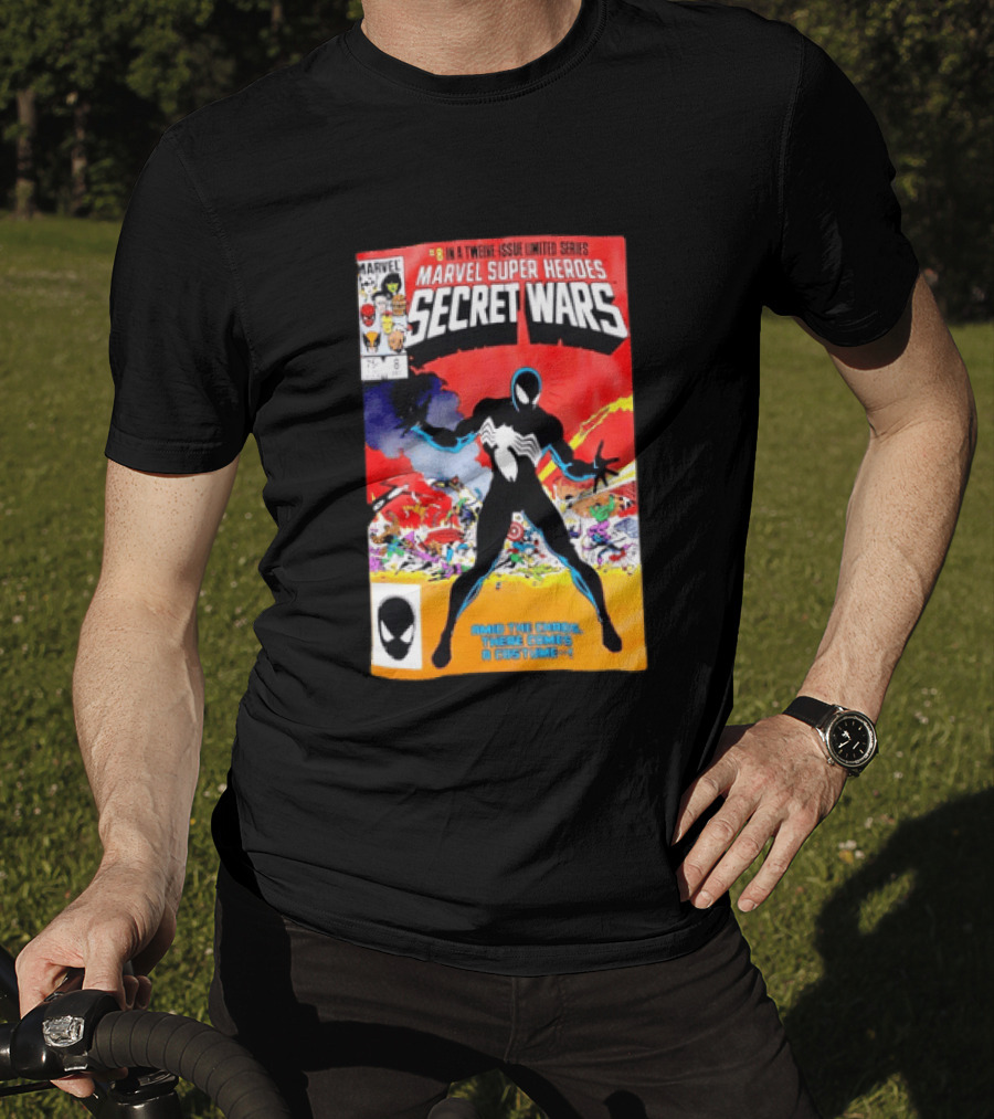 Marvel Super Heroes Secret Wars Issue 8 Spider Man Black Suit Comic Cover T-Shirt