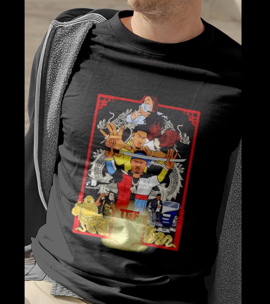 TGF Stinc Team Collage Streetwear Urban Dragons And Cars T-Shirt