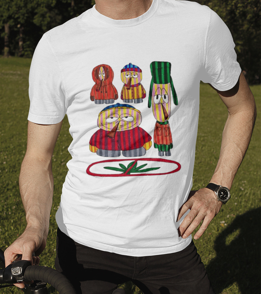 Cartman Stan Kyle Kenny South Park Characters Smoking No Weed Prohibition T-Shirt