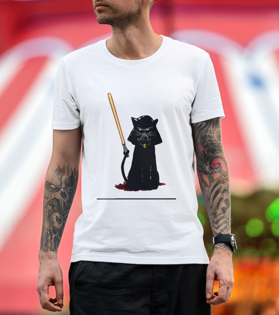 Darth Vader Cat Lightsaber Star Wars T-Shirt