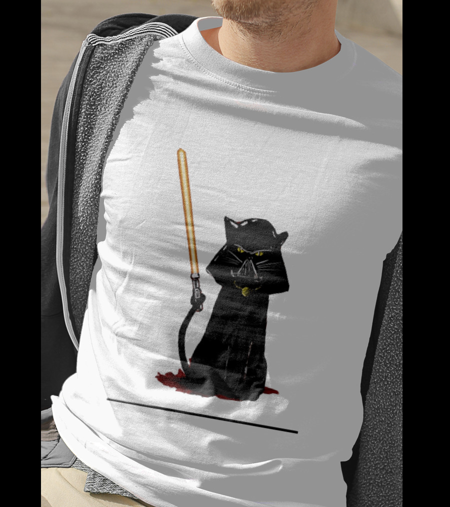 Darth Vader Cat Lightsaber Star Wars T-Shirt