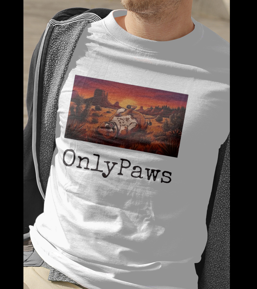 Desert Sunset Playful Pit Bull OnlyPaws Scenic Wonderland T-Shirt