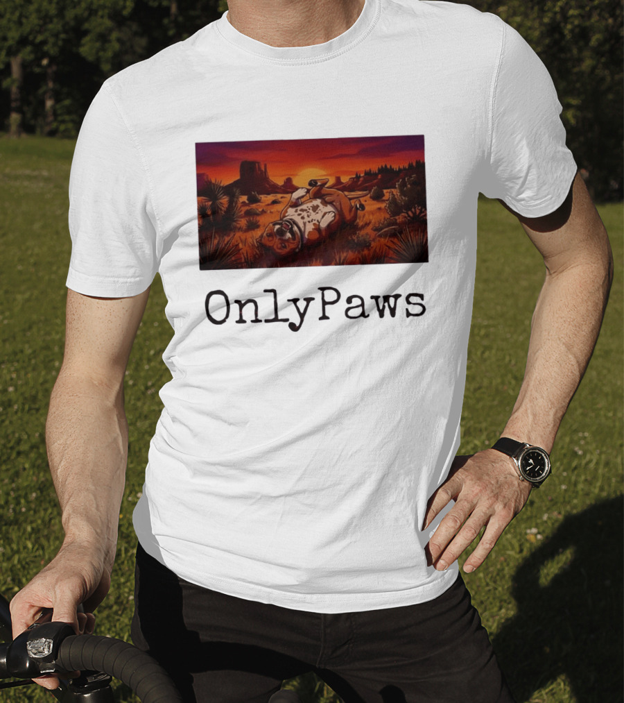 Desert Sunset Playful Pit Bull OnlyPaws Scenic Wonderland T-Shirt