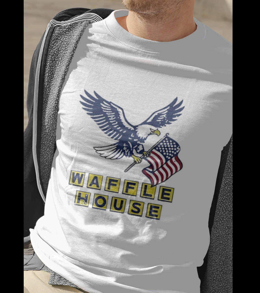 Waffle House Eagle Holding American Flag T-Shirt