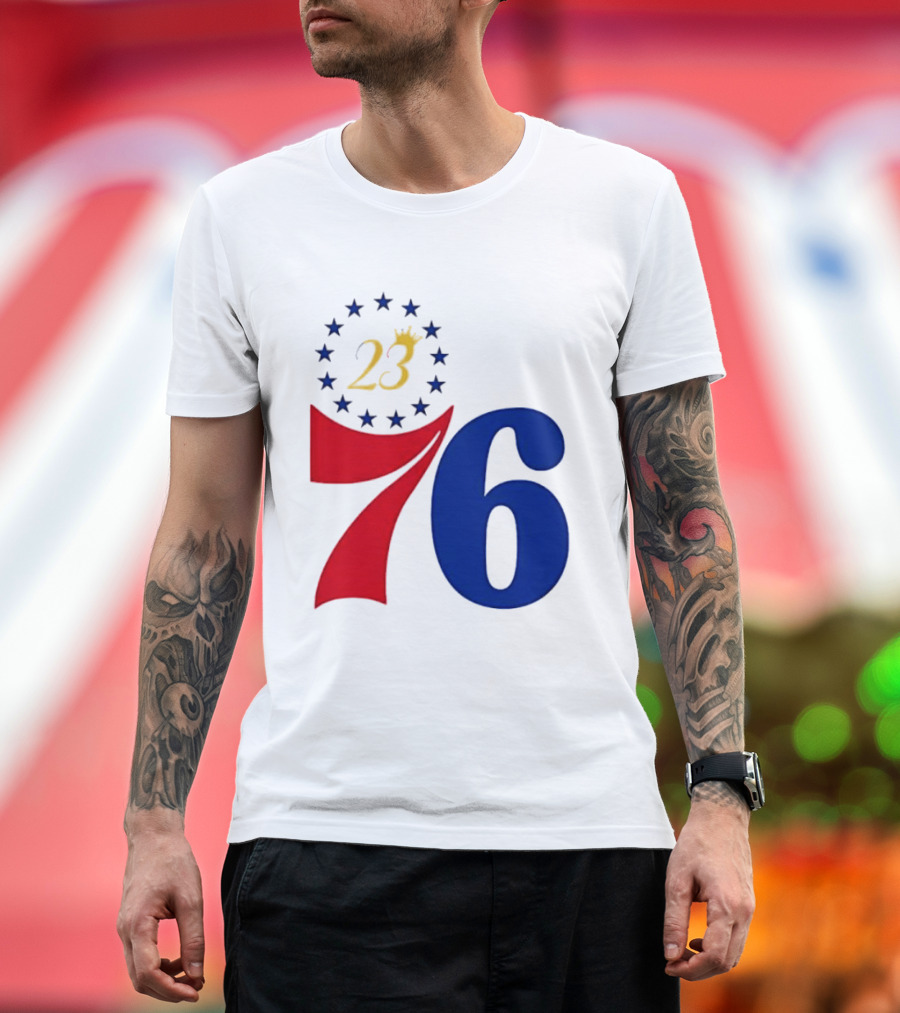 LeBron James 23 Philadelphia 76ers Inspired Number Stars T-Shirt