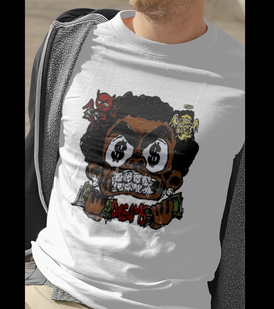Dreams Money Cartoon Streetwear Dollar Eye Angel Devil T-Shirt