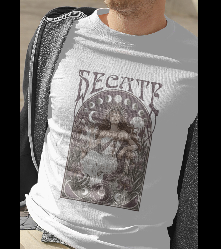 Hecate Goddess Moon Phases Magic Feminist Witch Pagan Crossroads Key Goth Grunge T-Shirt