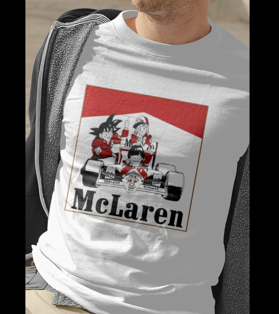 Goku Bulma Senbei McLaren Honda Marlboro Shell 27 Anime Racing Team Formula 1 T-Shirt