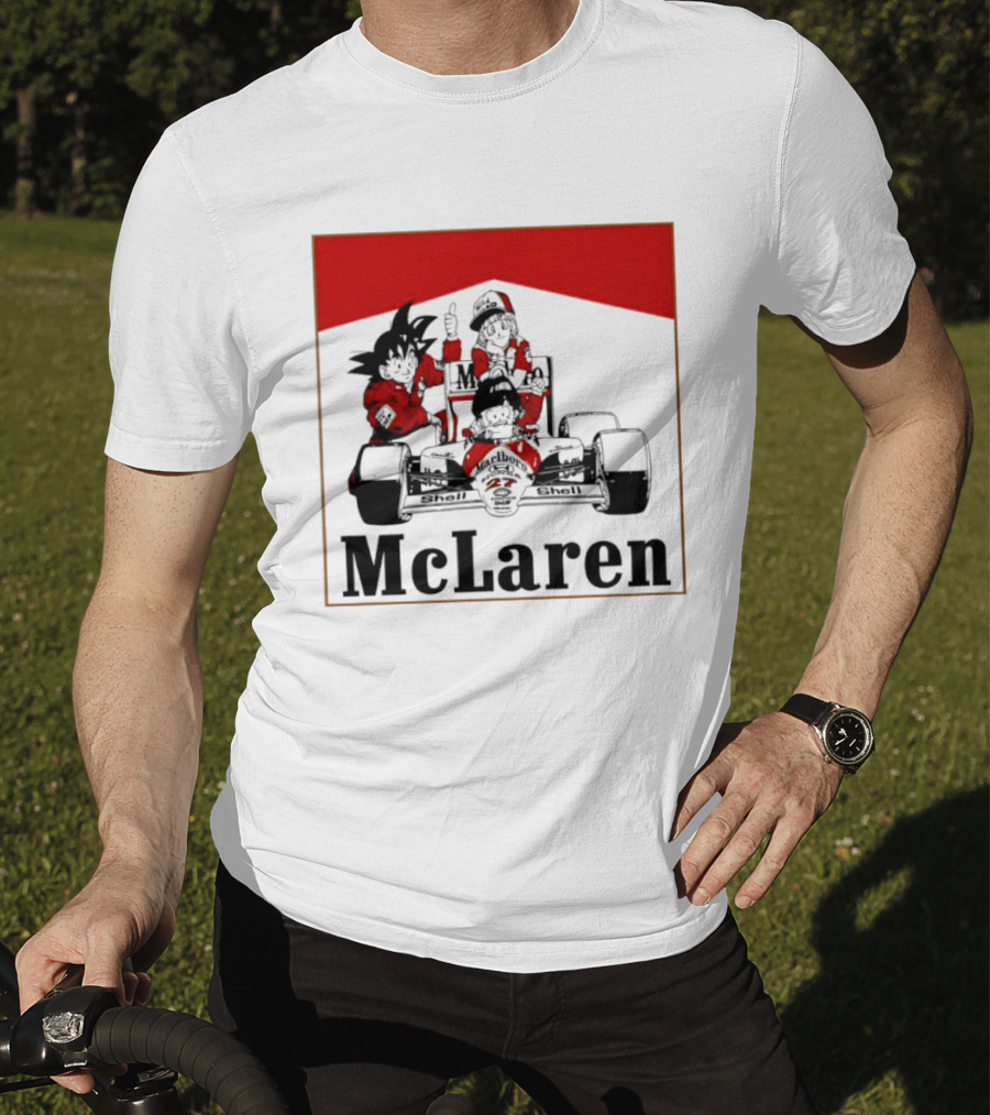 Goku Bulma Senbei McLaren Honda Marlboro Shell 27 Anime Racing Team Formula 1 T-Shirt