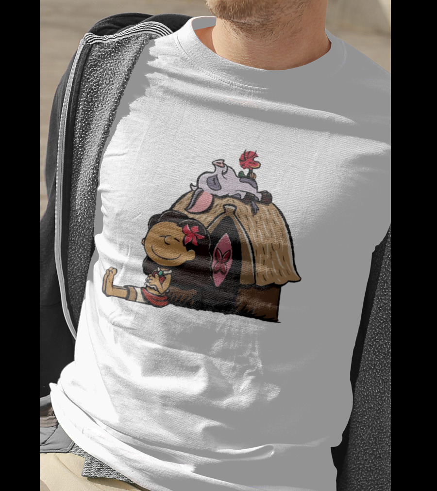 Moana Pua Heihei Peanuts Doghouse Cartoon T-Shirt