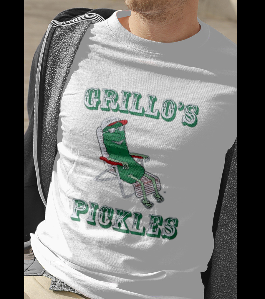Grillo's Pickles Chill Pickle Relaxing In Chair T-Shirt