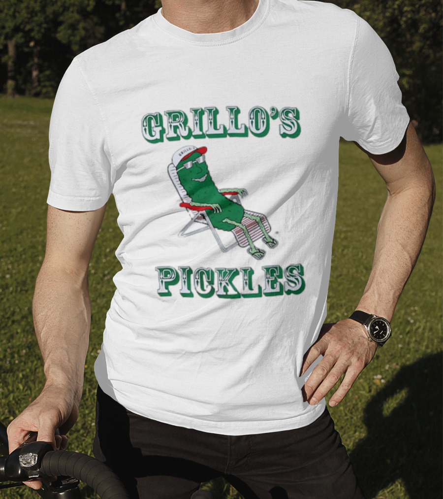 Grillo's Pickles Chill Pickle Relaxing In Chair T-Shirt