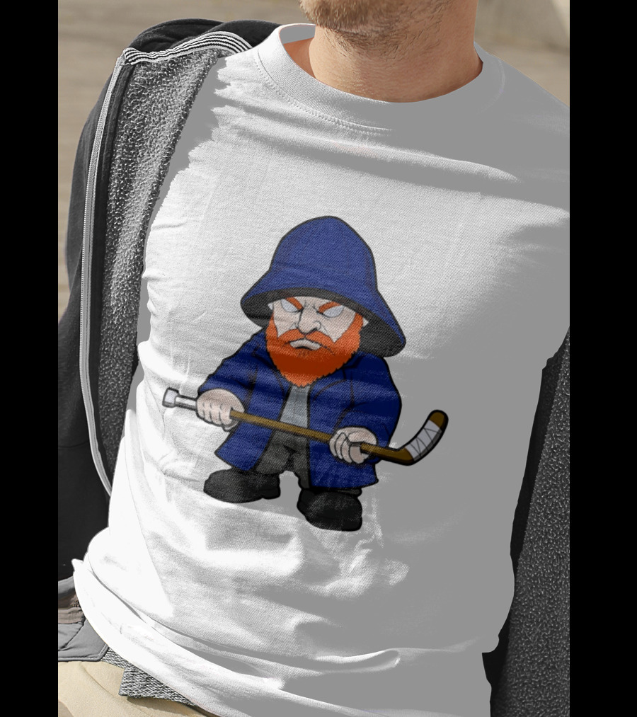 New Islanders Bearded Fisherman Cartoon Hockey Player T-Shirt