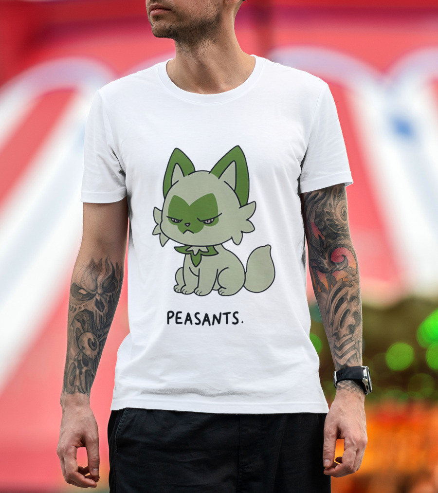 Sprigatito Peasants Meme Pokemon Cat Image Text Purr Delusion T-Shirt