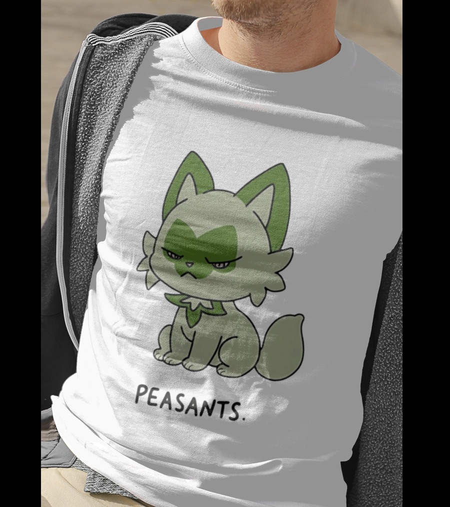 Sprigatito Peasants Meme Pokemon Cat Image Text Purr Delusion T-Shirt