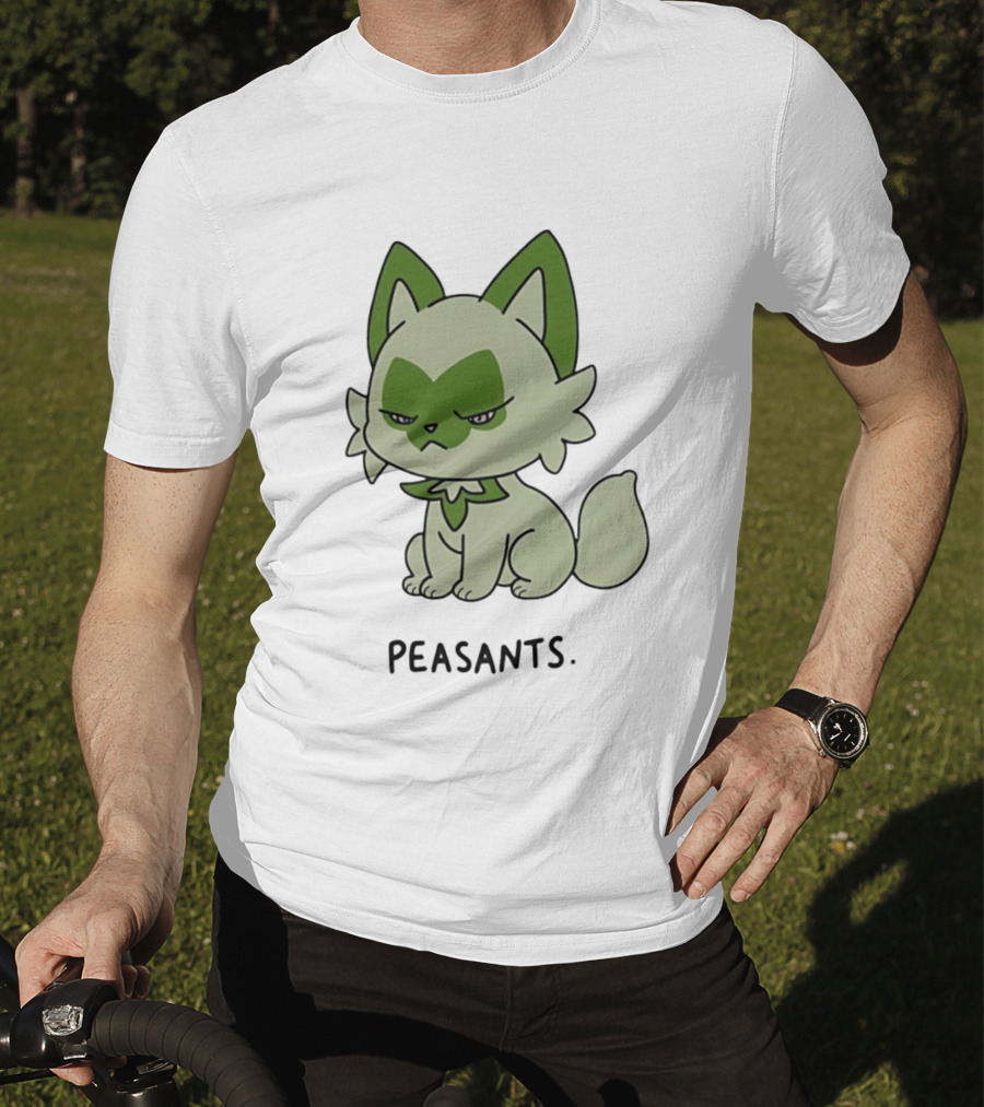 Sprigatito Peasants Meme Pokemon Cat Image Text Purr Delusion T-Shirt