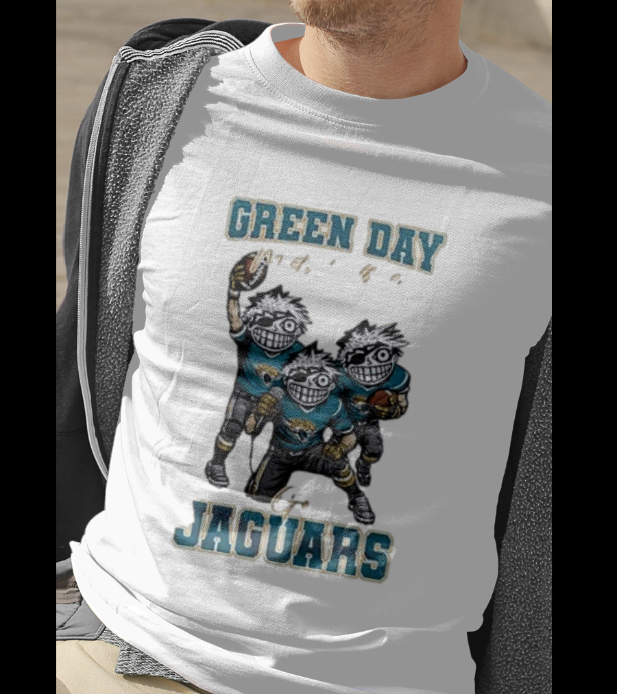 Green Day Jacksonville Jaguars Crossover With Football Characters T-Shirt