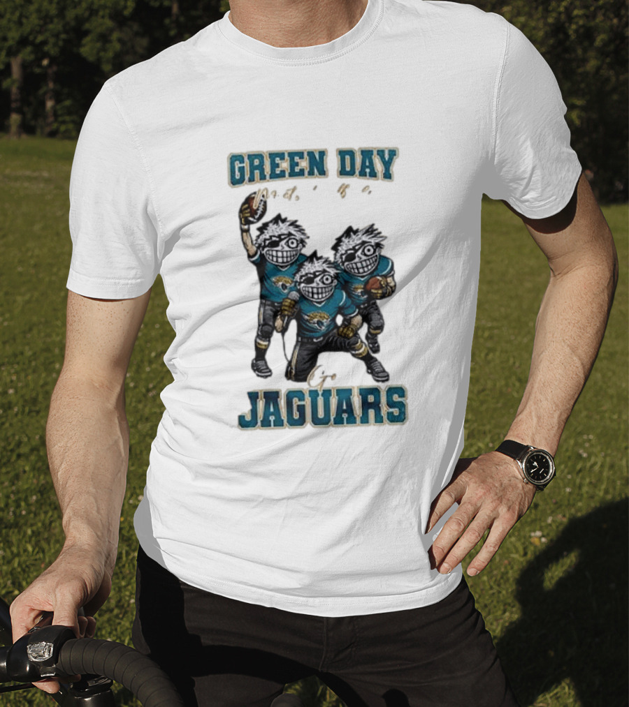 Green Day Jacksonville Jaguars Crossover With Football Characters T-Shirt