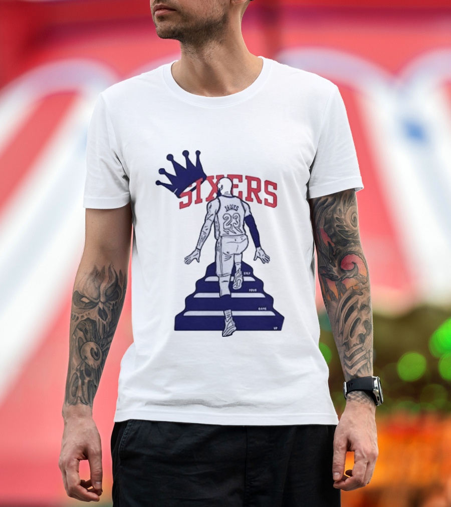 Philadelphia 76ers Sixers Lebron James Crowned Steps Silhouette 23 T-Shirt
