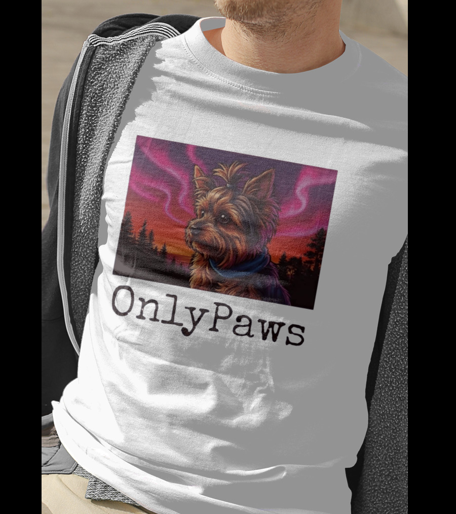 Yorkshire Terrier OnlyPaws Aurora Borealis Forest Scene T-Shirt