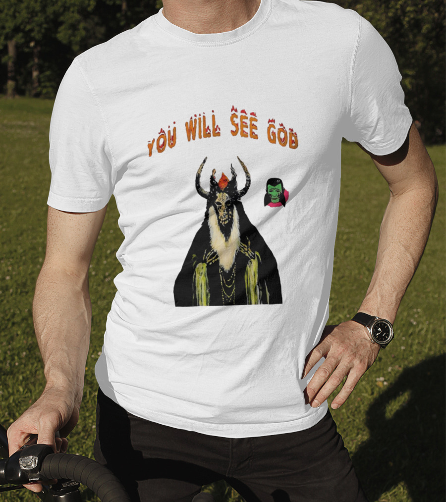 You Will See God Demon Occult Satanic Horror Green Masked Face T-Shirt
