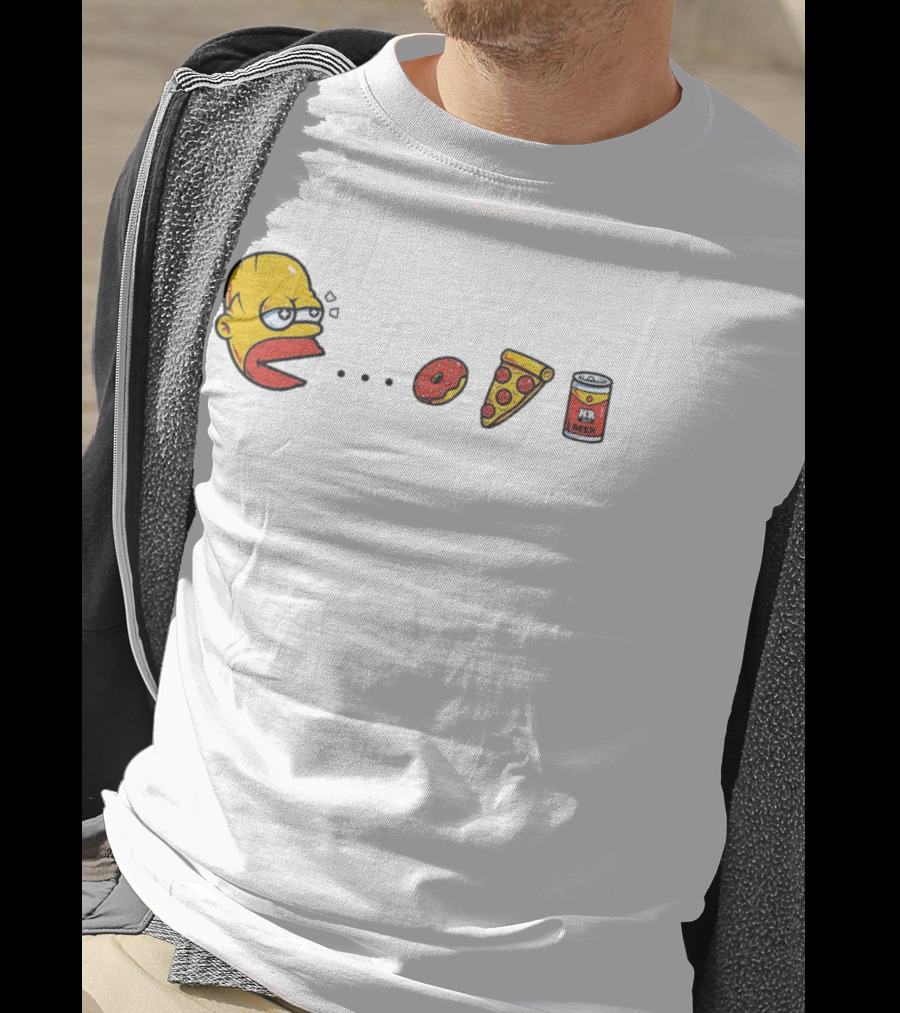 Simps Dad Pac Man Eating Donut Pizza And Beer T-Shirt