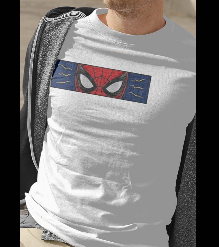Spider Man With Great Power Comes Great Responsibility Marvel Superhero Mask Webbing T-Shirt