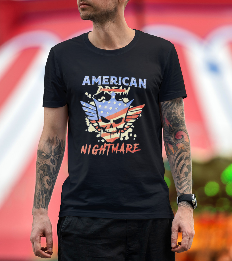 American Dream Nightmare Skull Patriotic Stars And Stripes T-Shirt