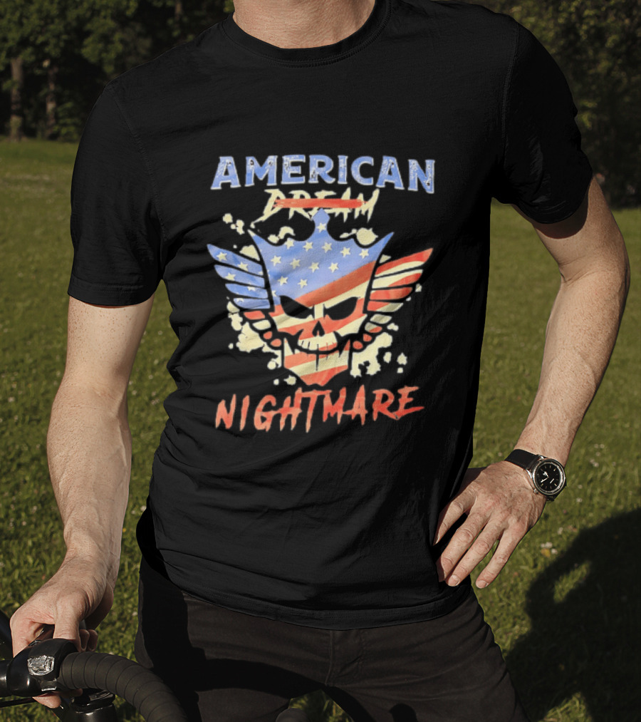 American Dream Nightmare Skull Patriotic Stars And Stripes T-Shirt