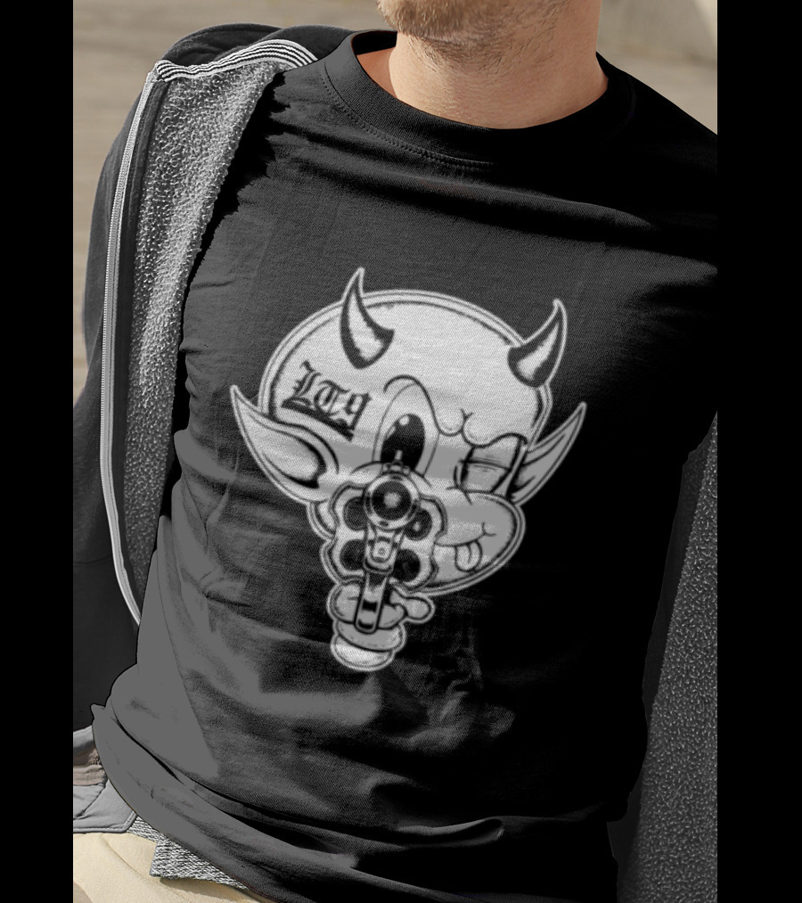 Loadthanine Store Devil Gun Horns Mask T-Shirt