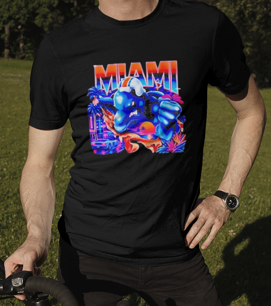 Miami Dolphins Rare Nutmeg Vintage Neon Miami Vice T-Shirt