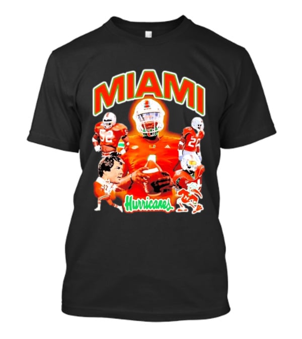 Miami Hurricanes Football Players Collage With Iconic Team Spirit T-Shirt