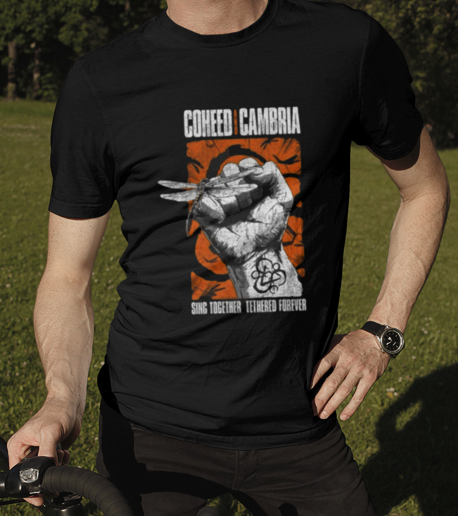 Coheed Cambria Dragonfly Fist Sing Together Tethered Courier T-Shirt