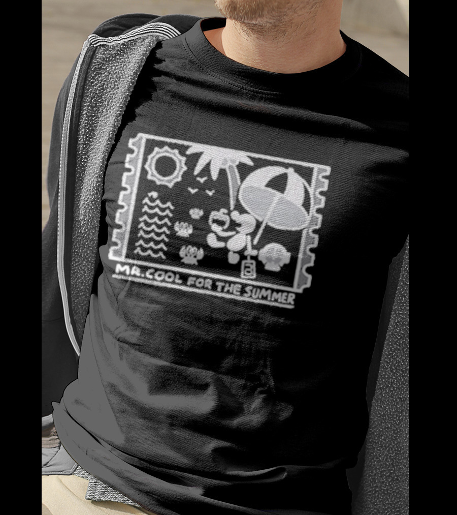Mr. Cool For The Summer Beach Vibes Stamp Palm Tree Umbrella Sun T-Shirt
