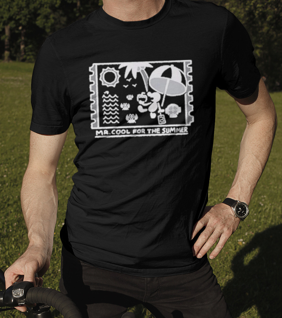 Mr. Cool For The Summer Beach Vibes Stamp Palm Tree Umbrella Sun T-Shirt