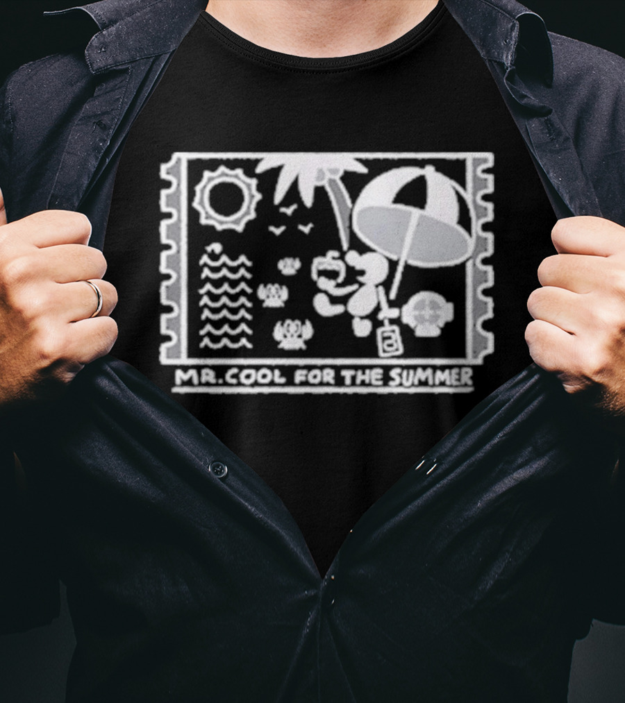 Mr. Cool For The Summer Beach Vibes Stamp Palm Tree Umbrella Sun T-Shirt