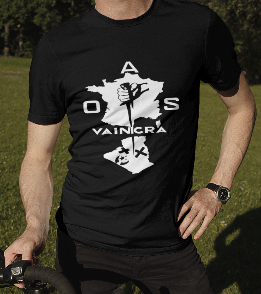OAS Vaincra France Algeria Map Hand Dagger T-Shirt