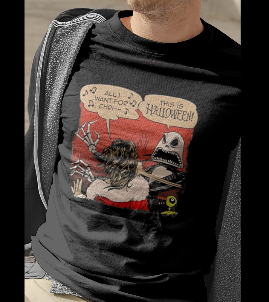 All I Want For Christmas Is This Is Halloween Comic Mashup T-Shirt