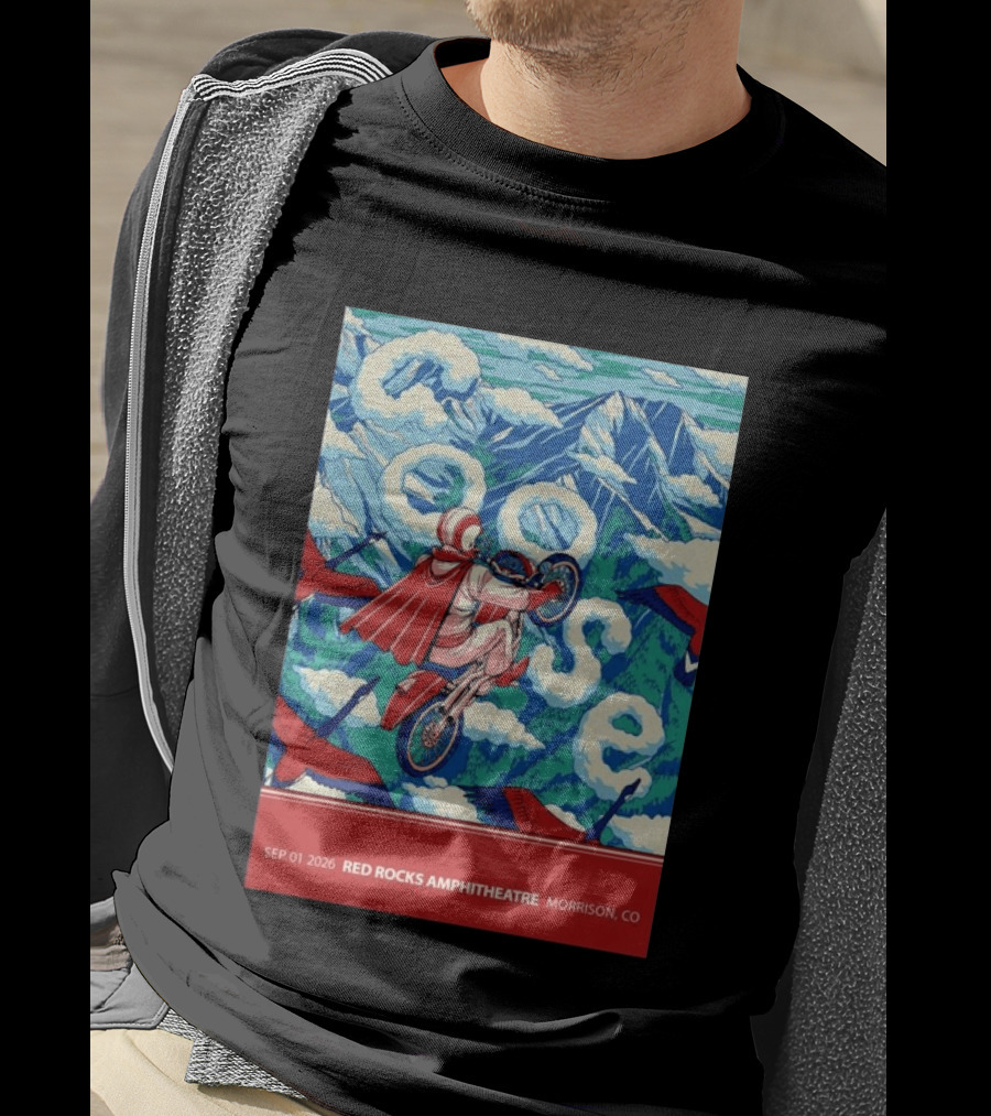 Sep 01 2026 Goose Red Rocks Amphitheatre Morrison CO Tour Motorcycle And Birds T-Shirt