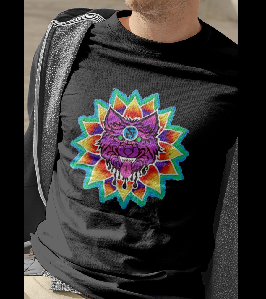 Sj Wolf Mandala Psychedelic Tribal Vivid T-Shirt