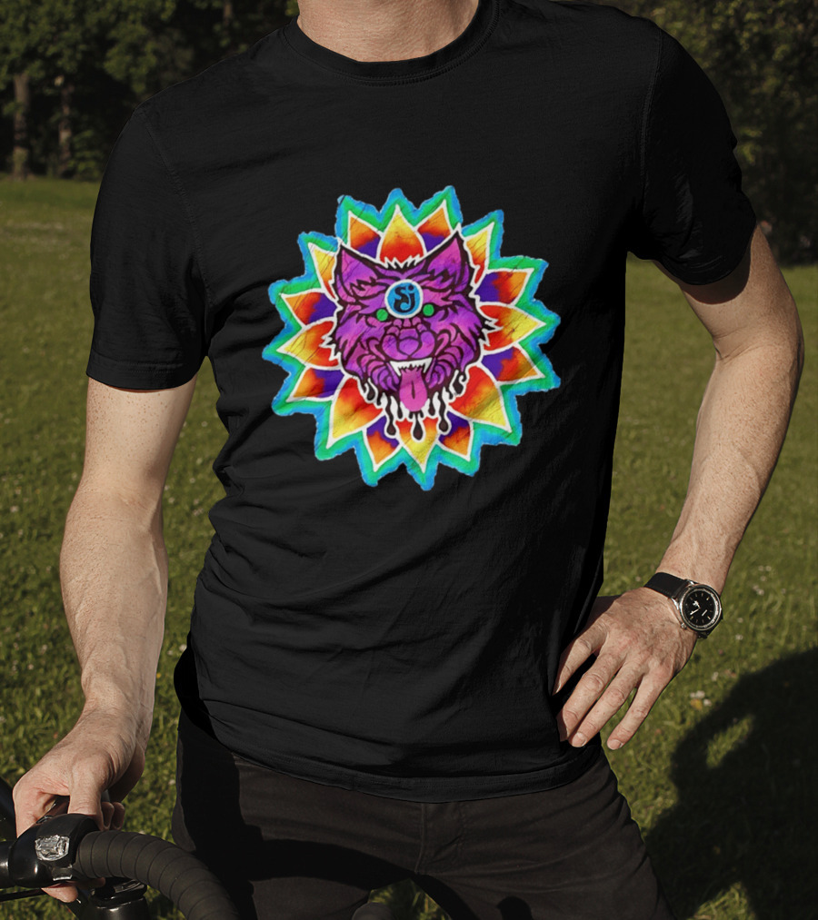 Sj Wolf Mandala Psychedelic Tribal Vivid T-Shirt