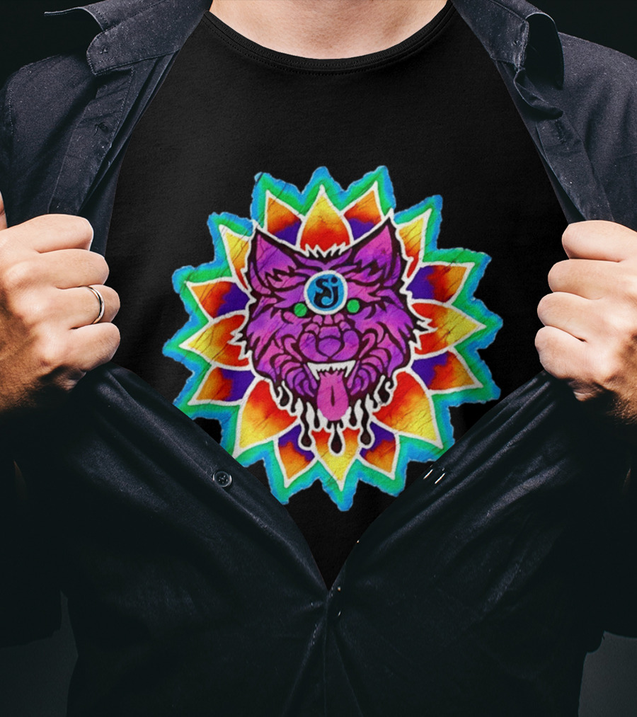 Sj Wolf Mandala Psychedelic Tribal Vivid T-Shirt