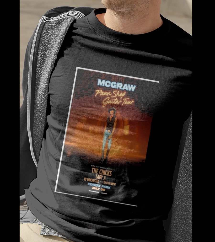 MCGRAW Pawn Shop Guitar Tour Fenway Park July 30 With The Chicks Lady A T-Shirt