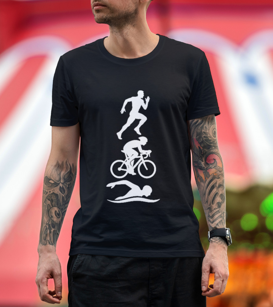 Triathlete Swim Bike Run Iconic Silhouette Athlete Training T-Shirt