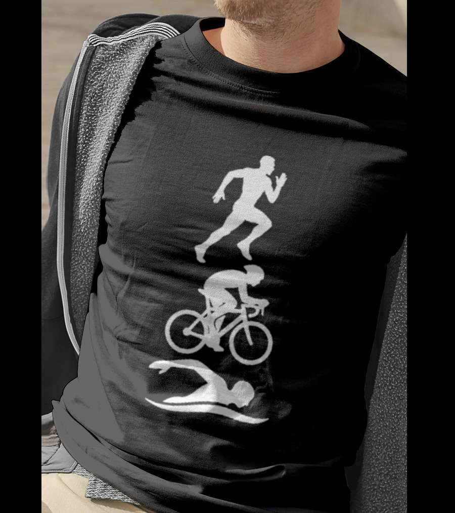 Triathlete Swim Bike Run Iconic Silhouette Athlete Training T-Shirt