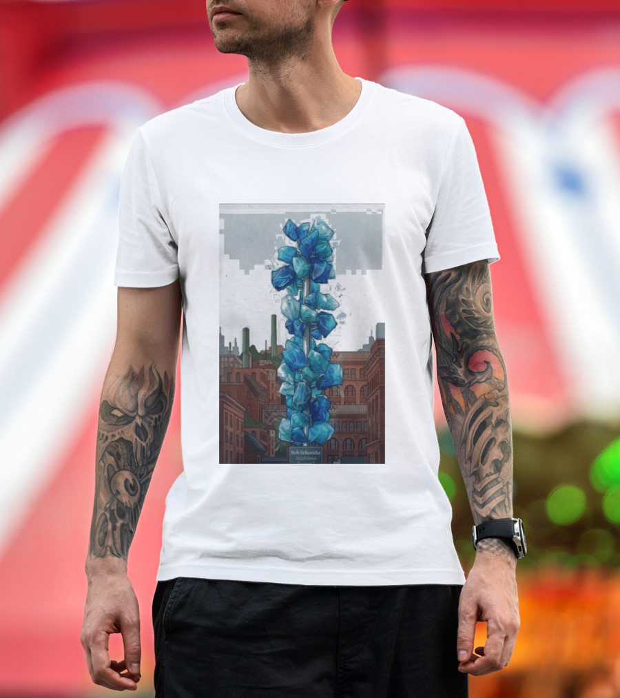 Bob Schneider Jazzbones Tacoma Washington August 7 2026 Blue Crystal Cityscape T-Shirt