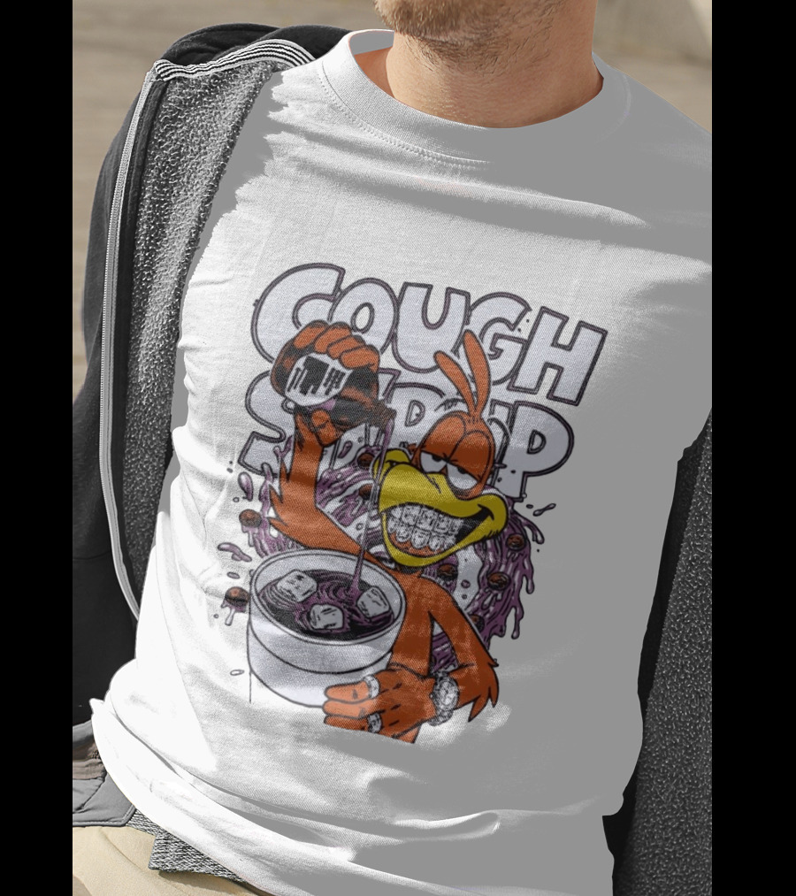 Cough Syrup Toucan Purple Drink Ice Braces Cartoon T-Shirt