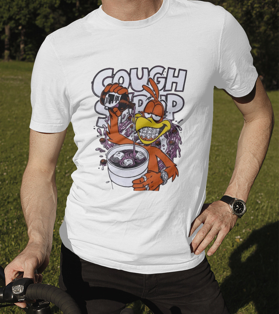 Cough Syrup Toucan Purple Drink Ice Braces Cartoon T-Shirt